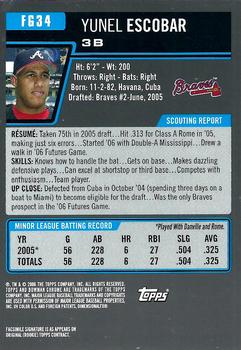 2006 Bowman Draft Picks & Prospects - Chrome Futures Game Prospects #FG34 Yunel Escobar Back