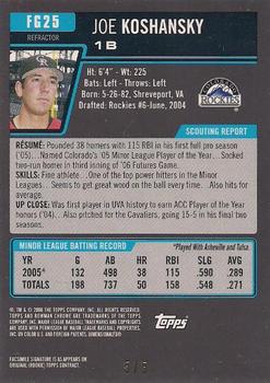 2006 Bowman Draft Picks & Prospects - Chrome Futures Game Prospects Red Refractors #FG25 Joe Koshansky Back