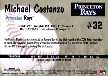 2018 Grandstand Princeton Rays #NNO Michael Costanzo Back