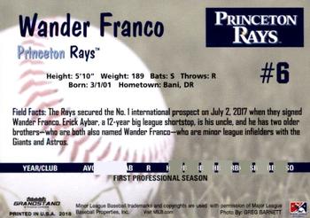 2018 Grandstand Princeton Rays #NNO Wander Franco Back