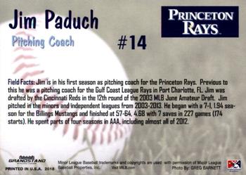 2018 Grandstand Princeton Rays #NNO Jim Paduch Back