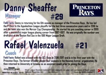 2018 Grandstand Princeton Rays #NNO Danny Sheaffer / Rafael Valenzuela Back
