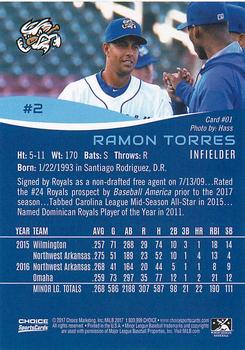 2017 Choice Omaha Storm Chasers #01 Ramon Torres Back