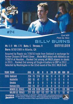 2017 Choice Omaha Storm Chasers #09 Billy Burns Back