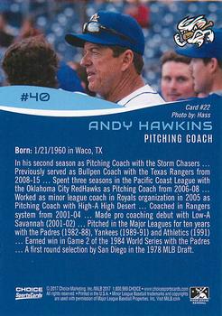 2017 Choice Omaha Storm Chasers #22 Andy Hawkins Back
