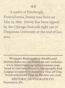 2019 Historic Autographs The Federal League #44 Jimmy Smith Back