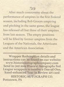 2019 Historic Autographs The Federal League #59 Owners & Officials Back