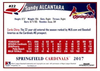 2017 Grandstand Springfield Cardinals #NNO Sandy Alcantara Back