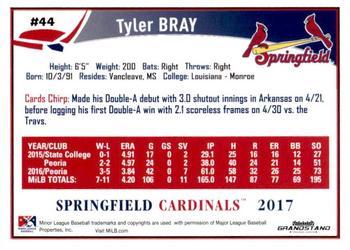2017 Grandstand Springfield Cardinals #NNO Tyler Bray Back
