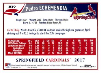 2017 Grandstand Springfield Cardinals #NNO Pedro Echemendia Back