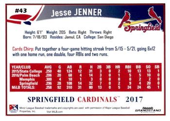 2017 Grandstand Springfield Cardinals #NNO Jesse Jenner Back