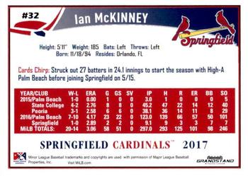2017 Grandstand Springfield Cardinals #NNO Ian McKinney Back