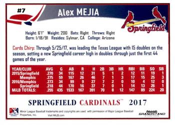 2017 Grandstand Springfield Cardinals #NNO Alex Mejia Back