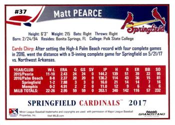 2017 Grandstand Springfield Cardinals #NNO Matt Pearce Back