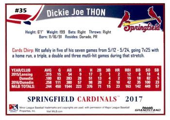 2017 Grandstand Springfield Cardinals #NNO Dickie Joe Thon Back