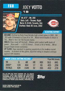 2006 Bowman Draft Picks & Prospects - Futures Game Prospects #FG8 Joey Votto Back