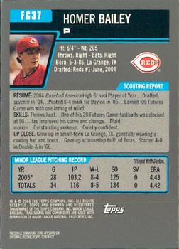 2006 Bowman Draft Picks & Prospects - Futures Game Prospects Gold #FG37 Homer Bailey Back
