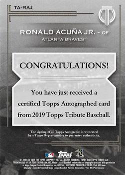 2019 Topps Tribute - Tribute Autographs Green #TA-RAJ Ronald Acuña Jr. Back