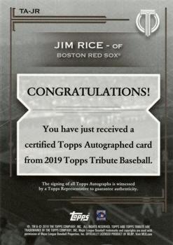 2019 Topps Tribute - Tribute Autographs Purple #TA-JR Jim Rice Back