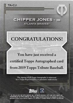 2019 Topps Tribute - Tribute Autographs Red #TA-CJ Chipper Jones Back