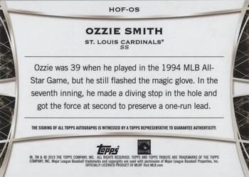 2019 Topps Tribute - Tribute to Enshrinement Autographs #HOF-OS Ozzie Smith Back