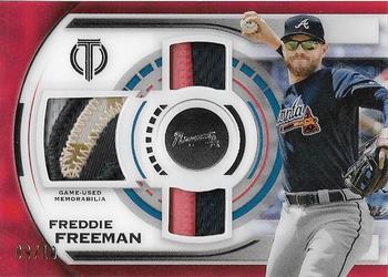 2019 Topps Tribute - Single-Player Triple Relics Red #TTR-FF Freddie Freeman Front