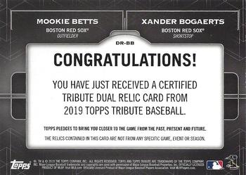 2019 Topps Tribute - Dual Player Relics #DR-BB Mookie Betts / Xander Bogaerts Back