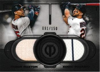 2019 Topps Tribute - Dual Player Relics #DR-BR Eddie Rosario / Byron Buxton Front