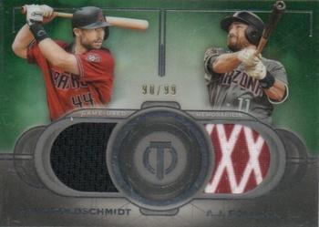 2019 Topps Tribute - Dual Player Relics Green #DR-GP Paul Goldschmidt / A.J. Pollock Front