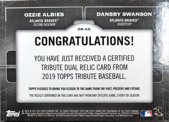2019 Topps Tribute - Dual Player Relics Red #DR-AS Ozzie Albies / Dansby Swanson Back