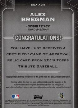 2019 Topps Tribute - Stamp of Approval Authenticated Relics #SOA-ABR Alex Bregman Back