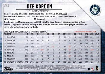2019 Topps National Baseball Card Day - Seattle Mariners #SEA-5 Dee Gordon Back