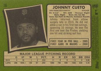 2020 Topps Heritage #16 Johnny Cueto Back