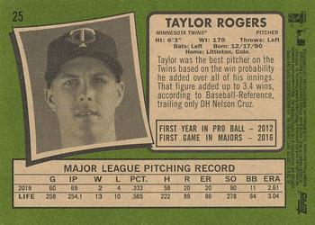 2020 Topps Heritage #25 Taylor Rogers Back