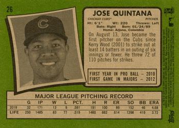 2020 Topps Heritage #26 Jose Quintana Back