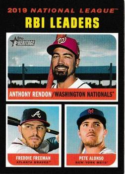 2020 Topps Heritage #64 2019 NL RBI Leaders (Anthony Rendon / Freddie Freeman / Pete Alonso) Front
