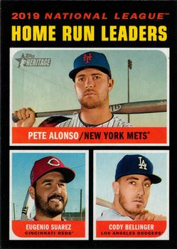 2020 Topps Heritage #66 2019 NL Home Run Leaders (Pete Alonso / Eugenio Suarez / Cody Bellinger) Front