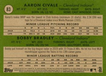 2020 Topps Heritage #83 Indians 2020 Rookie Stars (Aaron Civale / Bobby Bradley) Back