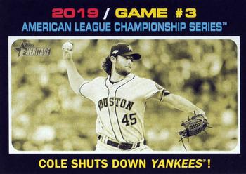 2020 Topps Heritage #197 2019 Game #3 American League Championship Series: Cole Shuts Down Yankees! Front