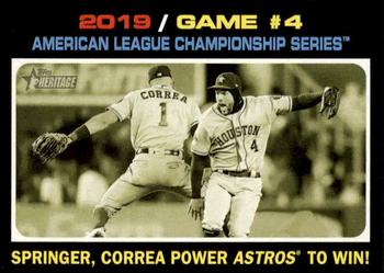 2020 Topps Heritage #198 2019 Game #4 American League Championship Series: Springer, Correa Power Astros to Win! Front
