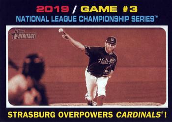2020 Topps Heritage #204 2019 Game #3 National League Championship Series: Strasburg Overpowers Cardinals! Front
