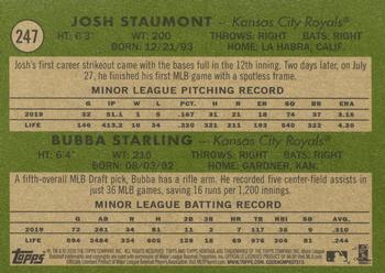2020 Topps Heritage #247 Royals 2020 Rookie Stars (Josh Staumont / Bubba Starling) Back