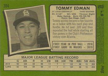 2020 Topps Heritage #304 Tommy Edman Back