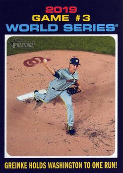 2020 Topps Heritage #329 2019 Game #3 World Series: Greinke Holds Washington to One Run! Front