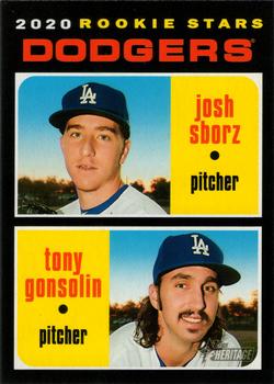 2020 Topps Heritage #343 Dodgers 2020 Rookie Stars (Josh Sborz / Tony Gonsolin) Front