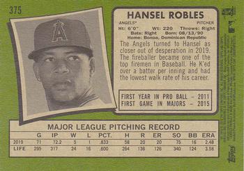 2020 Topps Heritage #375 Hansel Robles Back