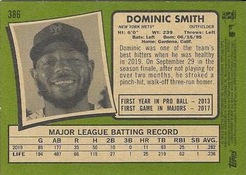 2020 Topps Heritage #386 Dominic Smith Back