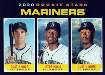 2020 Topps Heritage #391 Mariners 2020 Rookie Stars (Austin Nola / Kyle Lewis / Justin Dunn) Front