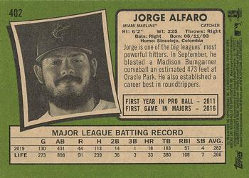 2020 Topps Heritage #402 Jorge Alfaro Back