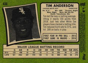 2020 Topps Heritage #436 Tim Anderson Back